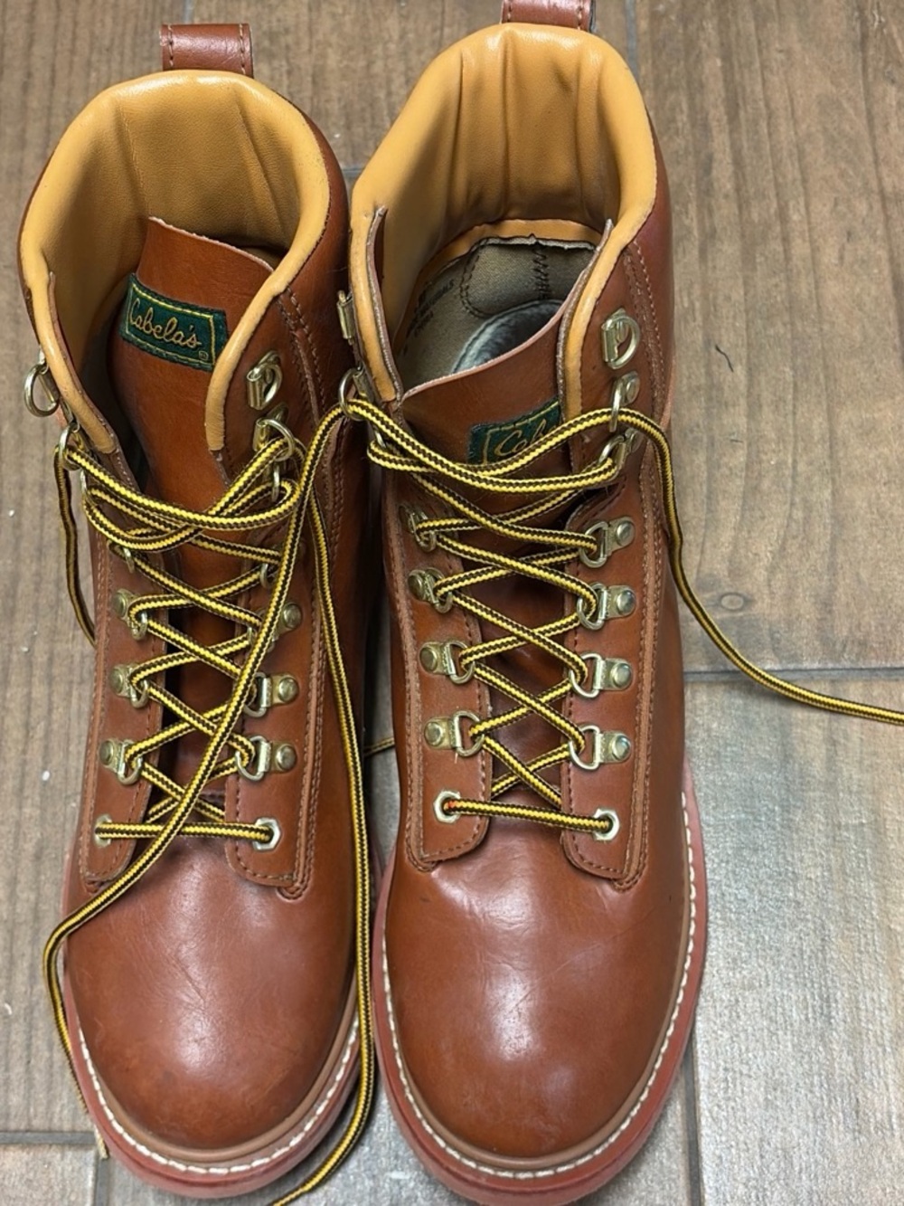 Cabela's Men's Tan/Brown Leather Lace-Up Work Boots